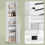 Tall Bathroom Storage Cabinet with Adjustable Shelves and Open Compartments by Vasagle