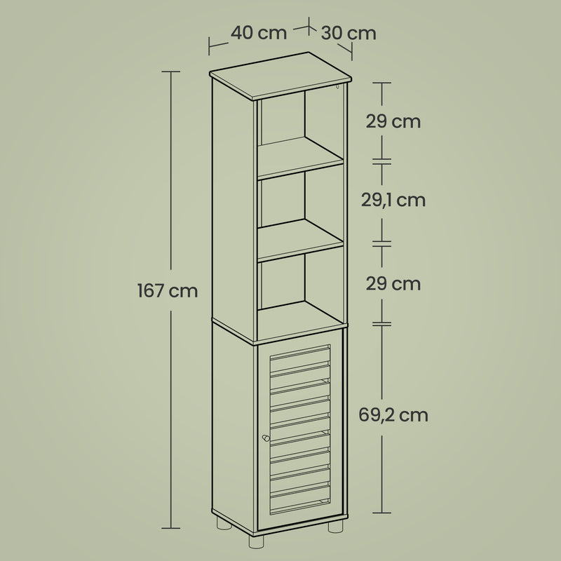 Tall Bathroom Storage Cabinet with Adjustable Shelves and Open Compartments by Vasagle