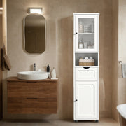Tall Slim Bathroom Cabinet with Open Shelf and Cupboard for Small Spaces by Vasagle