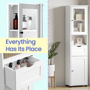 Tall Slim Bathroom Cabinet with Open Shelf and Cupboard for Small Spaces by Vasagle