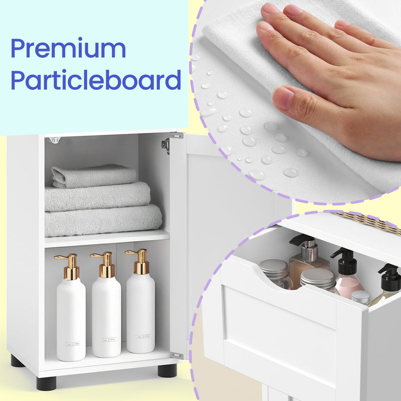 Tall Slim Bathroom Cabinet with Open Shelf and Cupboard for Small Spaces by Vasagle