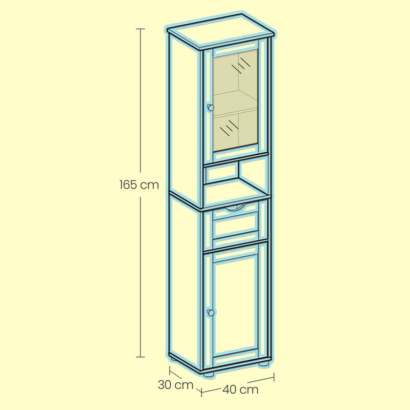 Tall Slim Bathroom Cabinet with Open Shelf and Cupboard for Small Spaces by Vasagle