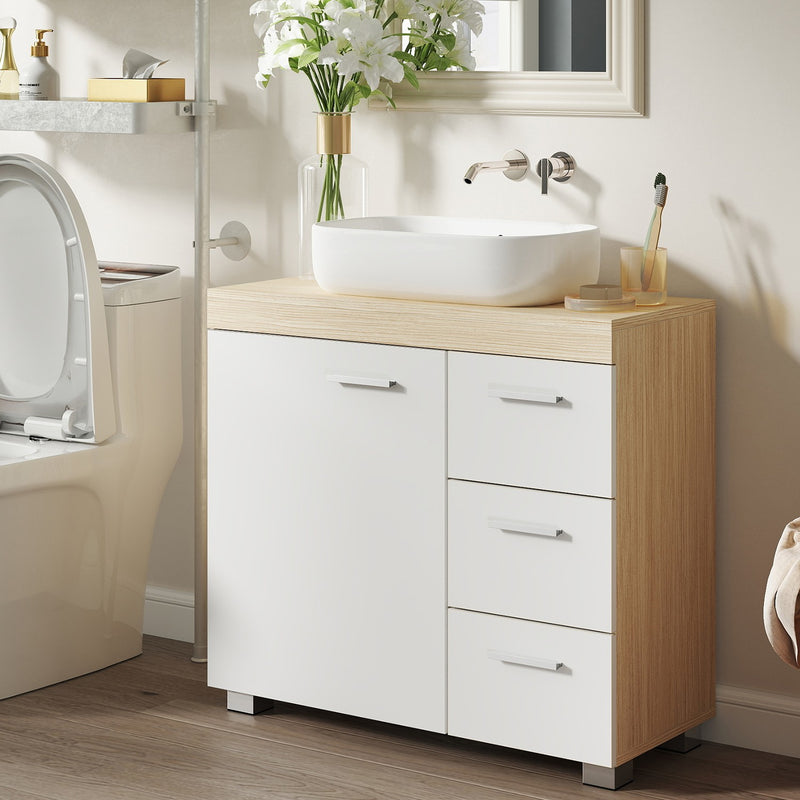 Under Sink Bathroom Storage Cabinet with 3 Drawers Space Saving Design by Vasagle