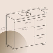 Under Sink Bathroom Storage Cabinet with 3 Drawers Space Saving Design by Vasagle