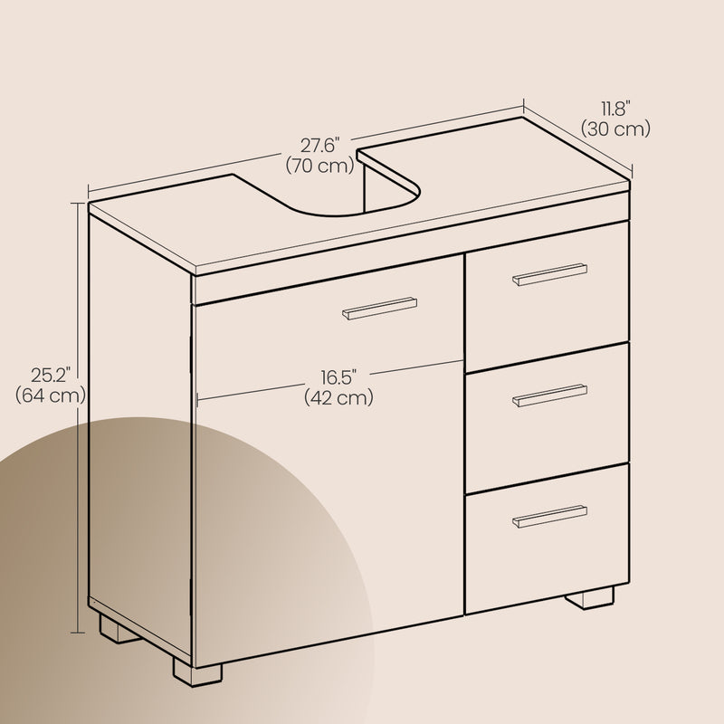 Under Sink Bathroom Storage Cabinet with 3 Drawers Space Saving Design by Vasagle