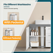 White Under Sink Bathroom Storage Cabinet with 3 Drawers for Organised Space by Vasagle