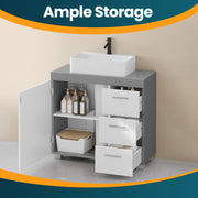 White Under Sink Bathroom Storage Cabinet with 3 Drawers for Organised Space by Vasagle