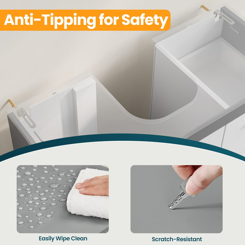 White Under Sink Bathroom Storage Cabinet with 3 Drawers for Organised Space by Vasagle