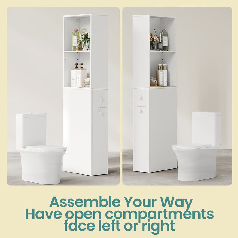 Tall Slim Freestanding Bathroom Cabinet with Drawers and Adjustable Shelf by Vasagle