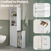 Tall Slim Freestanding Bathroom Cabinet with Drawers and Adjustable Shelf by Vasagle