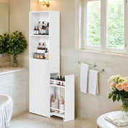 Tall Slim Freestanding Bathroom Cabinet with Drawers and Adjustable Shelf by Vasagle