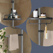 Telescopic Corner Shower Caddy Stainless Steel Rustproof Bathroom Storage Shelf by Songmics
