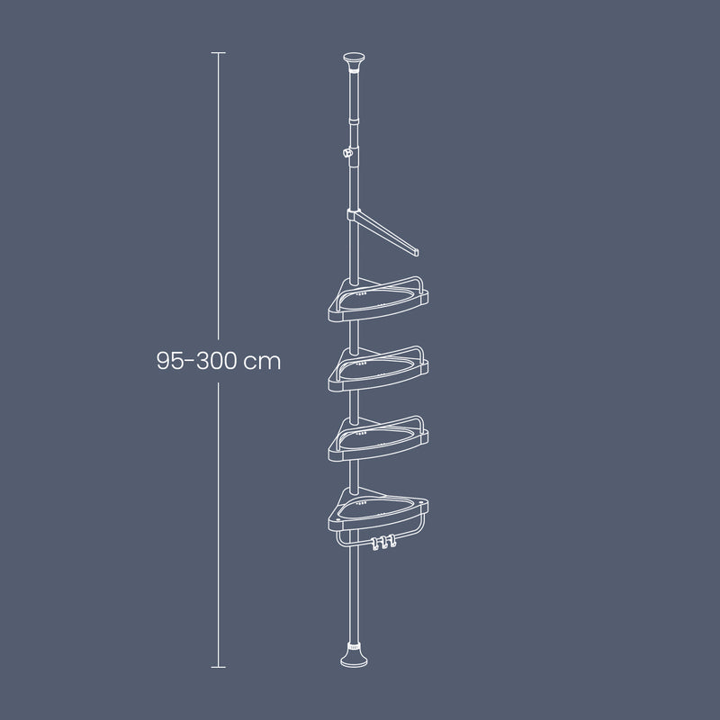 Telescopic Corner Shower Caddy Stainless Steel Rustproof Bathroom Storage Shelf by Songmics