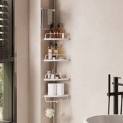 Telescopic Stainless Steel Corner Shower Caddy with Adjustable Shelves for Bathroom by Songmics