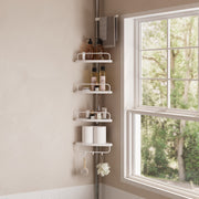 Telescopic Stainless Steel Corner Shower Caddy with Adjustable Shelves for Bathroom by Songmics