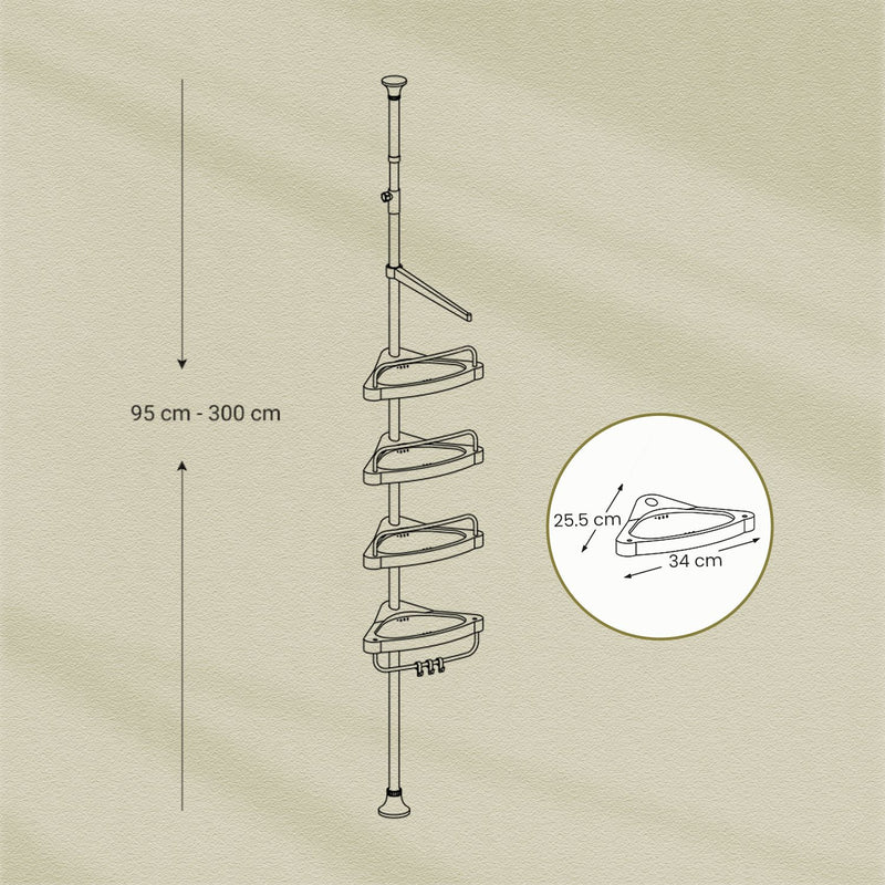 Telescopic Stainless Steel Corner Shower Caddy with Adjustable Shelves for Bathroom by Songmics