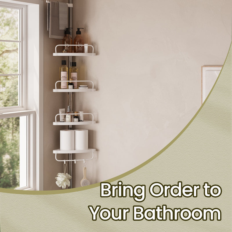 Telescopic Stainless Steel Corner Shower Caddy with Adjustable Shelves for Bathroom by Songmics