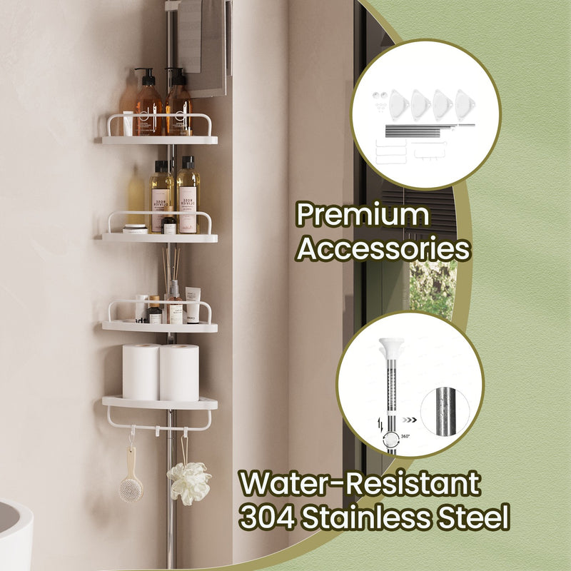 Telescopic Stainless Steel Corner Shower Caddy with Adjustable Shelves for Bathroom by Songmics