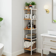 5 Tier Bamboo Bathroom Shelf Freestanding Narrow Storage Unit for Small Spaces by Songmics