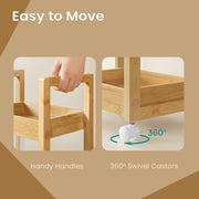 Slim 3 Tier Bathroom Storage Trolley on Wheels Space Saving Shelf Unit by Songmics