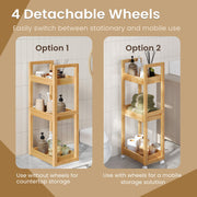 Slim 3 Tier Bathroom Storage Trolley on Wheels Space Saving Shelf Unit by Songmics