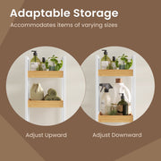 Slim 3 Tier Bathroom Storage Trolley with Wheels Space Saving Design by Songmics