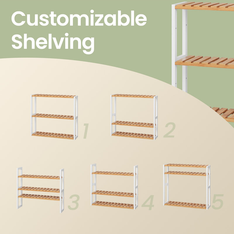 Bamboo Bathroom Shelf Freestanding or Wall Mounted Storage Unit for Home by Songmics