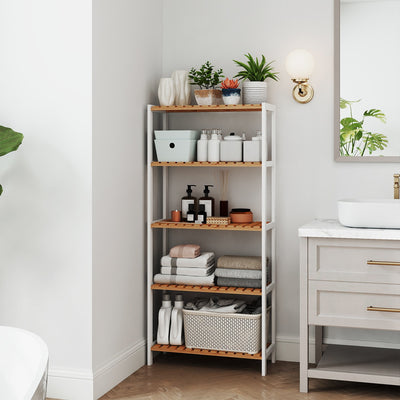 5 Tier Bamboo Storage Shelf Freestanding Organiser for Bathroom or Kitchen by Songmics