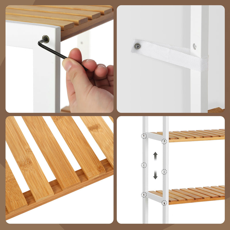 5 Tier Bamboo Storage Shelf Freestanding Organiser for Bathroom or Kitchen by Songmics