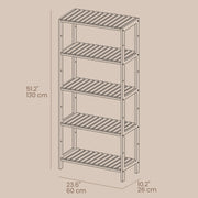 5 Tier Bamboo Storage Shelf Freestanding Organiser for Bathroom or Kitchen by Songmics