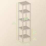 5 Tier Bamboo Bathroom Storage Shelf Freestanding Narrow Space Saving Unit by Songmics