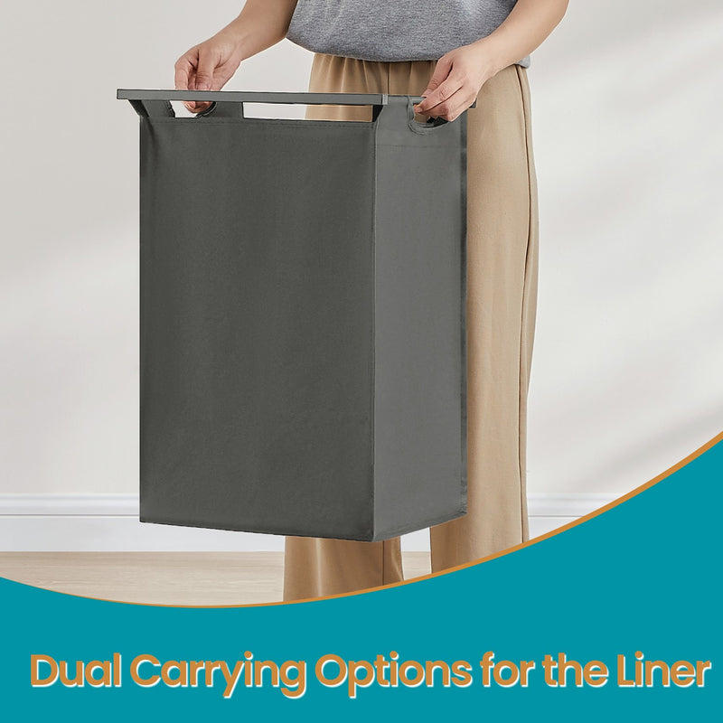 Laundry Basket with Pull Out Hamper Liner and Storage Shelf for Organised Washing by Songmics