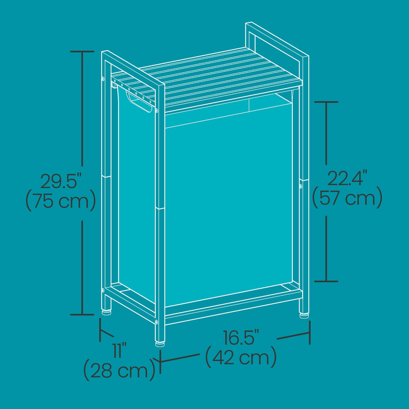 Laundry Basket with Pull Out Hamper Liner and Storage Shelf for Organised Washing by Songmics