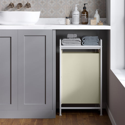 Laundry Hamper Sorter with Pull Out Basket Liner and Storage Shelf by Songmics