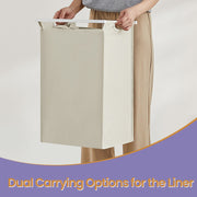 Laundry Hamper Sorter with Pull Out Basket Liner and Storage Shelf by Songmics