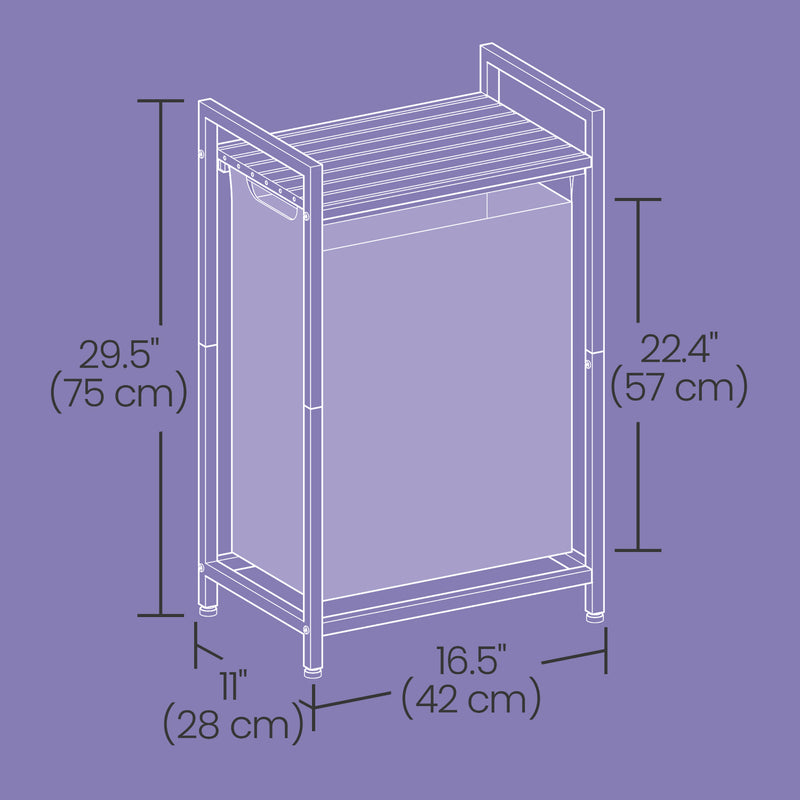 Laundry Hamper Sorter with Pull Out Basket Liner and Storage Shelf by Songmics