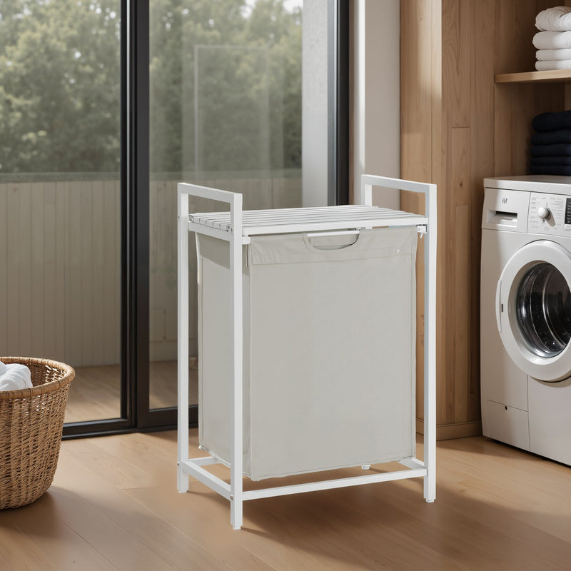 Laundry Hamper with Removable Liner and Storage Shelf for Bedroom or Bathroom by Songmics