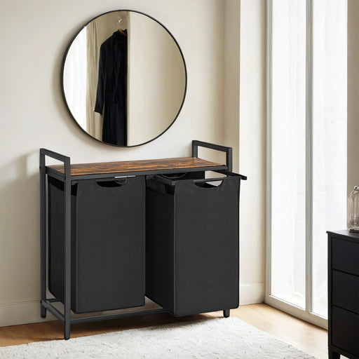 Laundry Hamper with Lid and 2 Removable Bags for Sorting Clothes and Towels by Vasagle