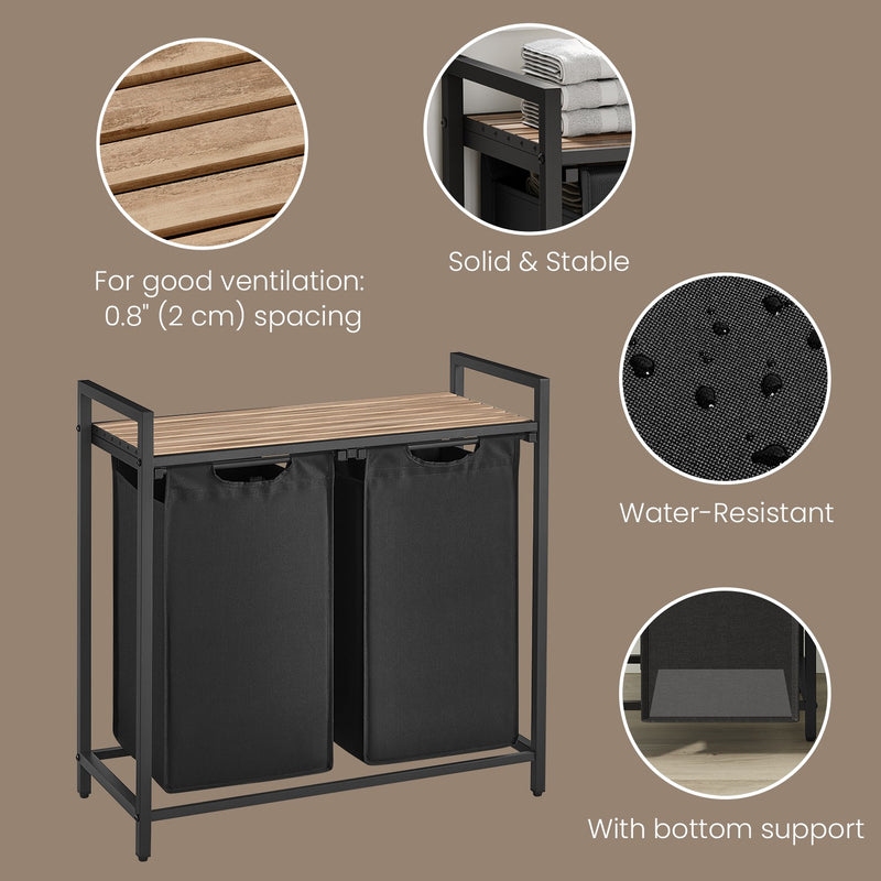 Laundry Hamper with Lid and 2 Removable Bags for Sorting Clothes and Towels by Vasagle