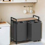 Double Laundry Hamper with Shelf and Two Removable Bags for Clothes Sorting by Vasagle