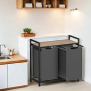 Double Laundry Hamper with Shelf and Two Removable Bags for Clothes Sorting by Vasagle