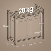 Double Laundry Hamper with Shelf and Two Removable Bags for Clothes Sorting by Vasagle