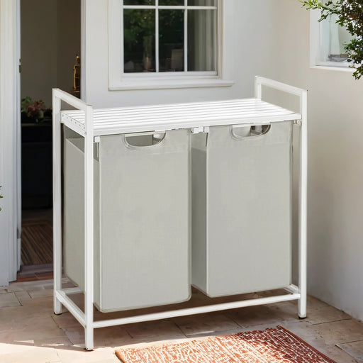 Double Laundry Hamper with Removable Bags and Sturdy Frame for Sorting Clothes by Vasagle