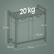 Double Laundry Hamper with Removable Bags and Sturdy Frame for Sorting Clothes by Vasagle