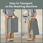 Double Laundry Basket with Shelf and 2 Removable Bags for Clothes Sorting by Vasagle, White & Grey