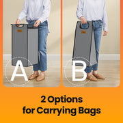 3 Compartment Laundry Hamper with Shelves 100L Rolling Laundry Cart Chestnut Brown by Vasagle