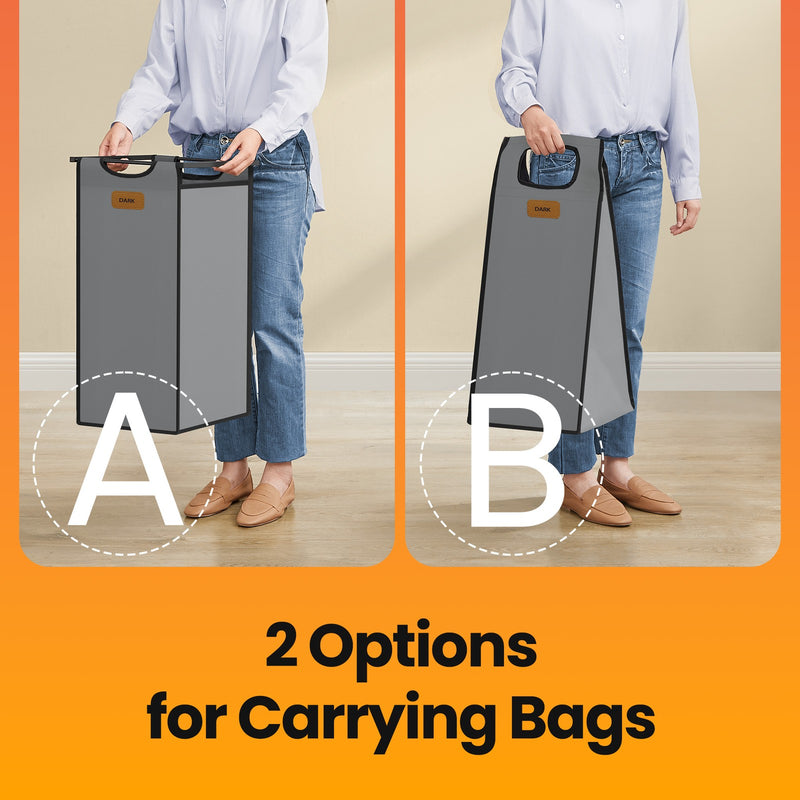 3 Compartment Laundry Hamper with Shelves 100L Rolling Laundry Cart Chestnut Brown by Vasagle