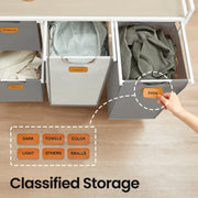 4 Compartment Rolling Laundry Sorter Cart with Removable Bags in Dove Grey and White by Vasagle