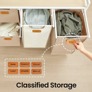 4 Compartment Laundry Sorter Cart with Removable Bags and Wheels in Brown and White by Vasagle