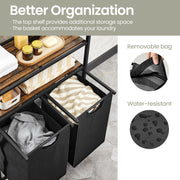 Laundry Sorter with 2 Removable Bags and 2 Storage Shelves for Bathroom or Bedroom by Vasagle